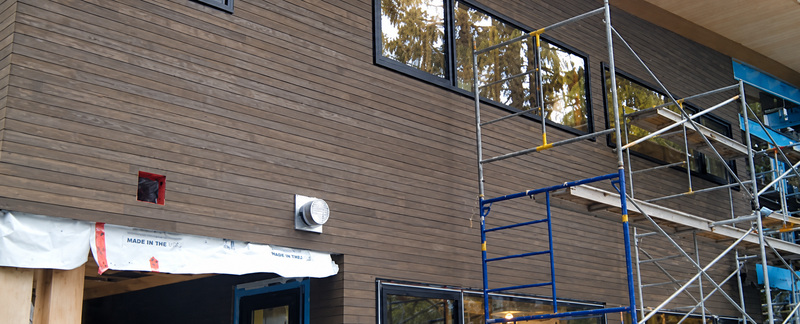 Stained exterior cedar siding