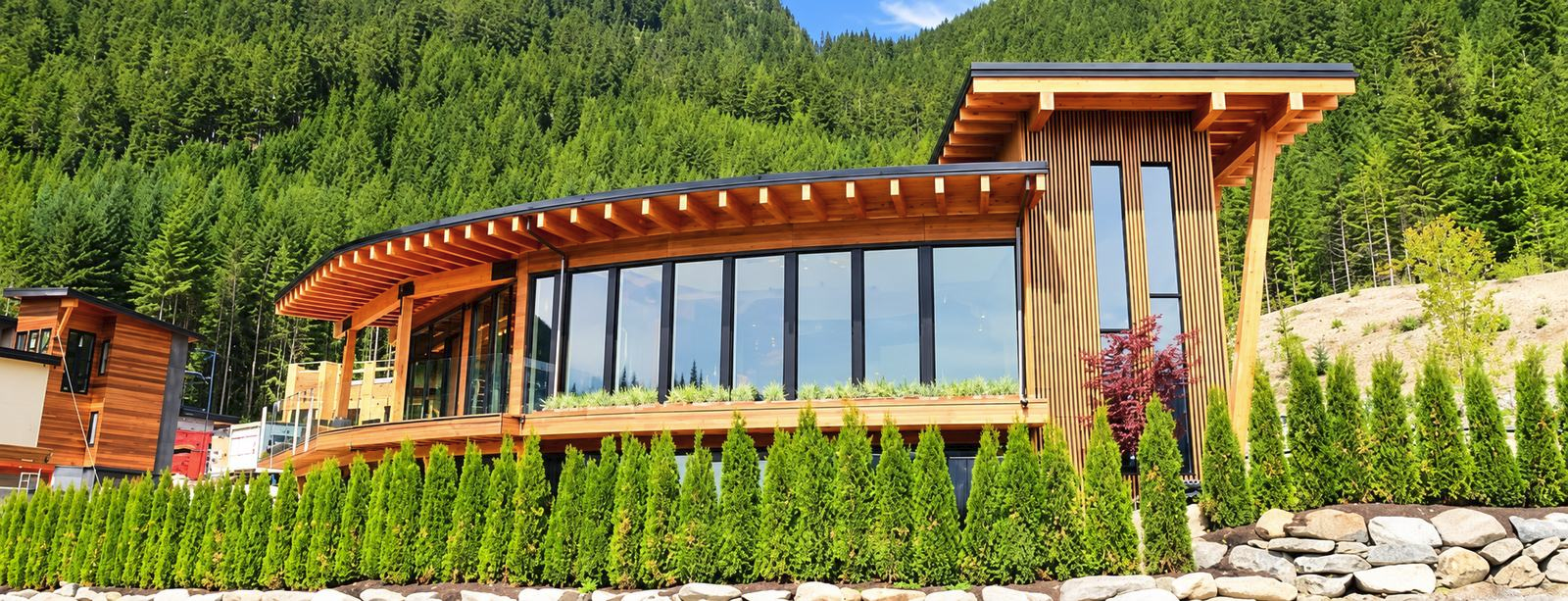 Contemporary timber home with wood siding