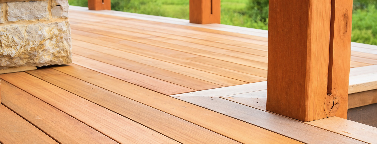 Finished wood decking