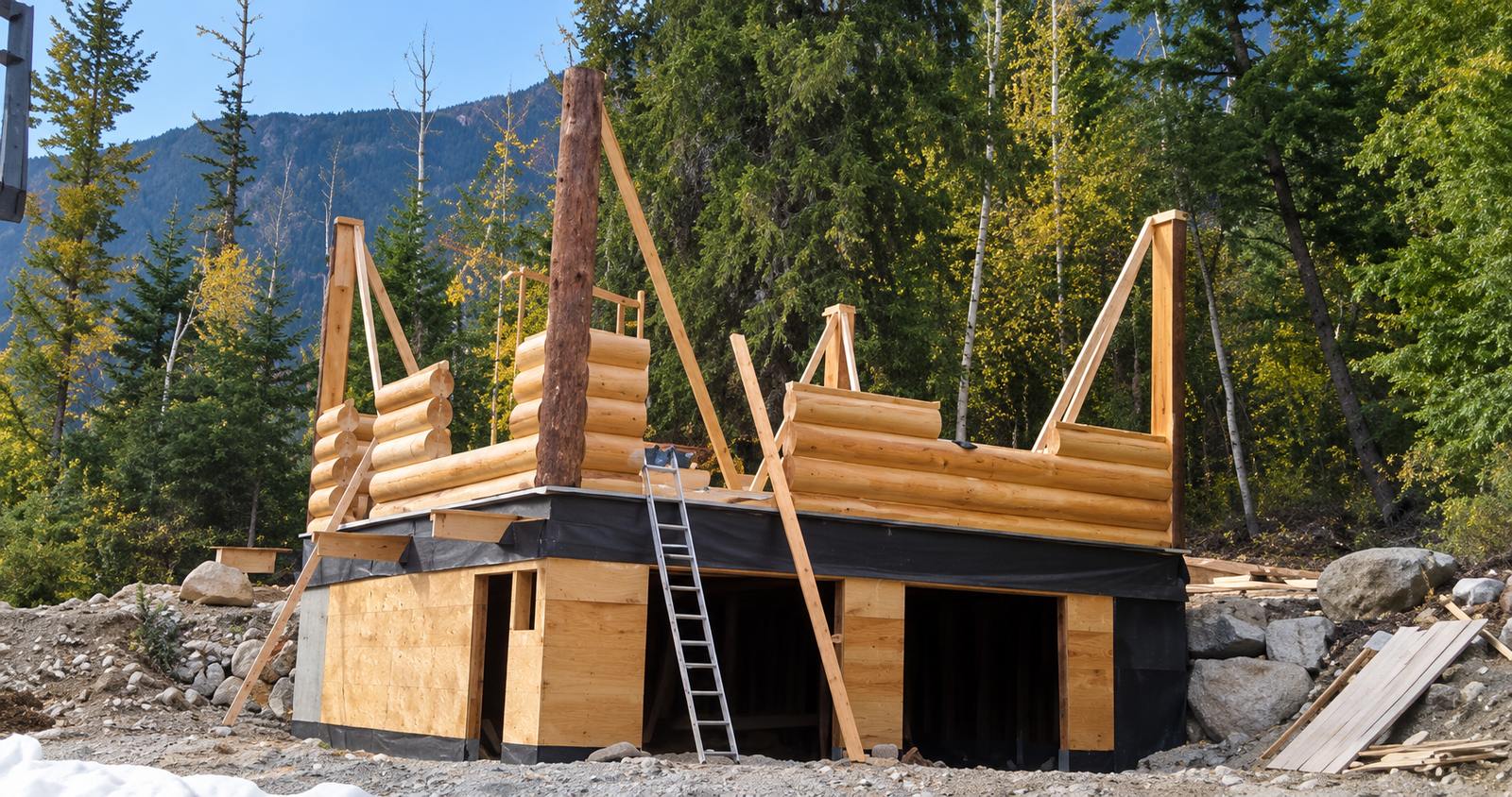 Timberlock log home under construction